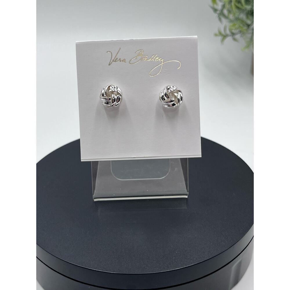 Vera Bradley Silver Tone Love Knot Studs New with‎ Tags